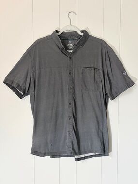 Kuhl 100% Organic Cotton Short Sleeved Innovatr Twill Shirt Gray Men’s XL